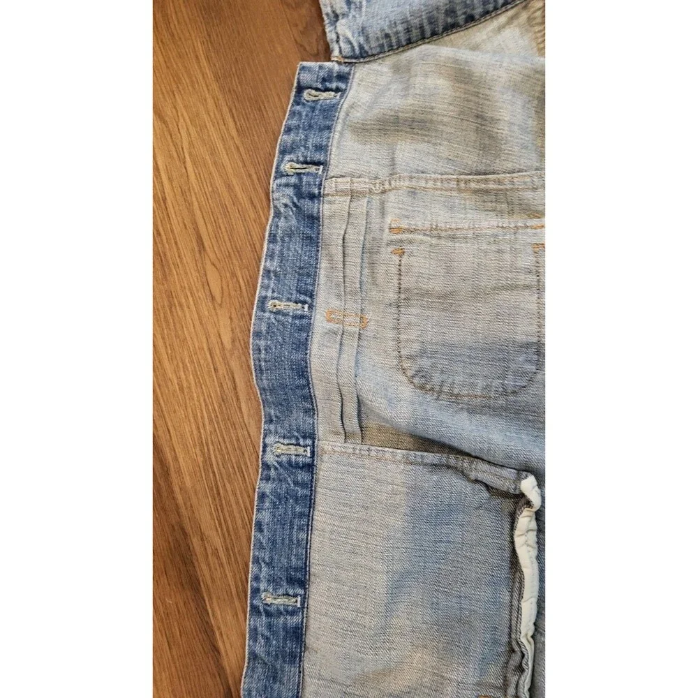 J Crew Women’s Large Distressed Denim Utility Jacket Destroyed Blue Fade